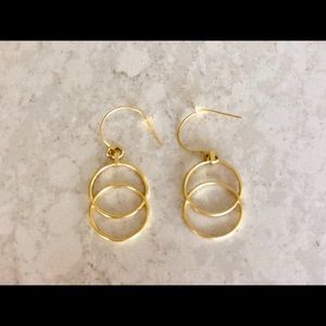 Double circle gold drop earrings